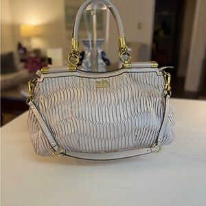 🤍💛 COACH MADISON SOPHIA CREAM  GATHERED LEATHER SATCHEL!